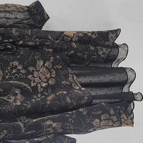 Floral Wrap Top - Black and Gold Shimmery - Picture 8 of 15